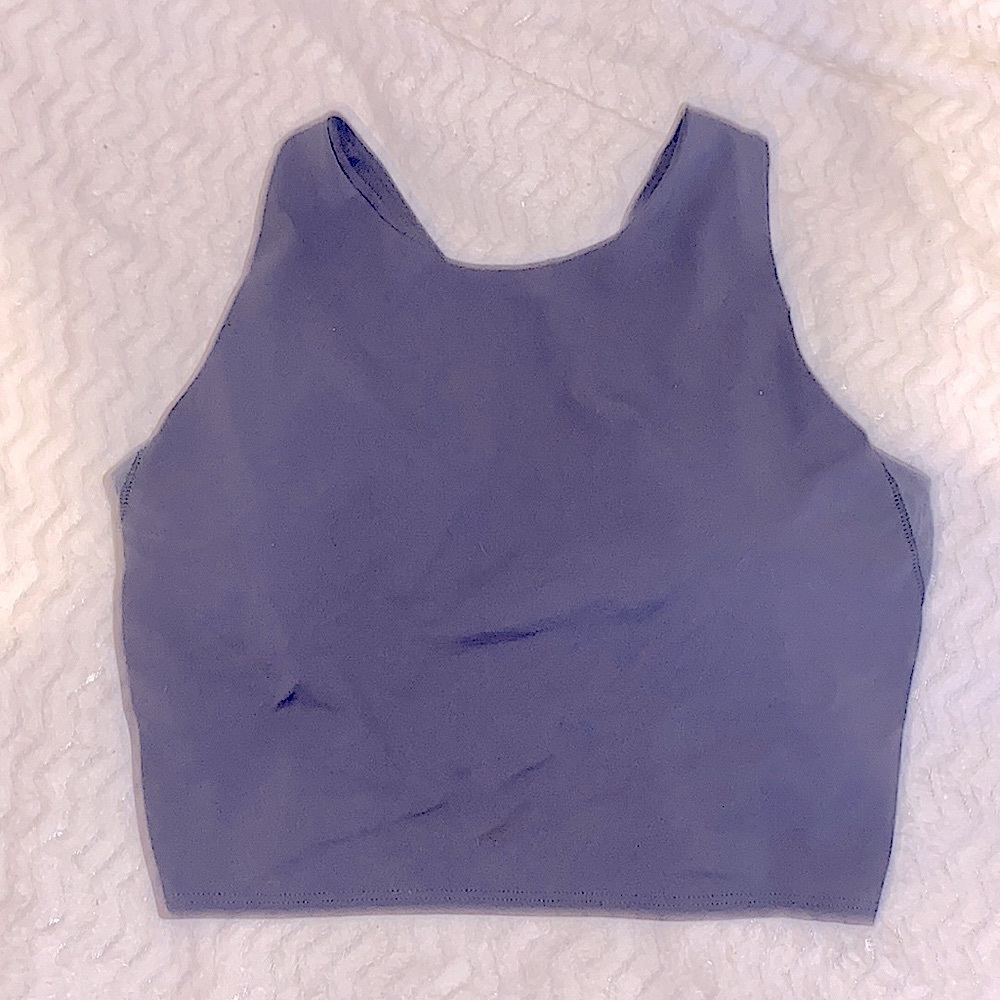 Avia Cool Gray Lavender Low Support Crop Workout Top